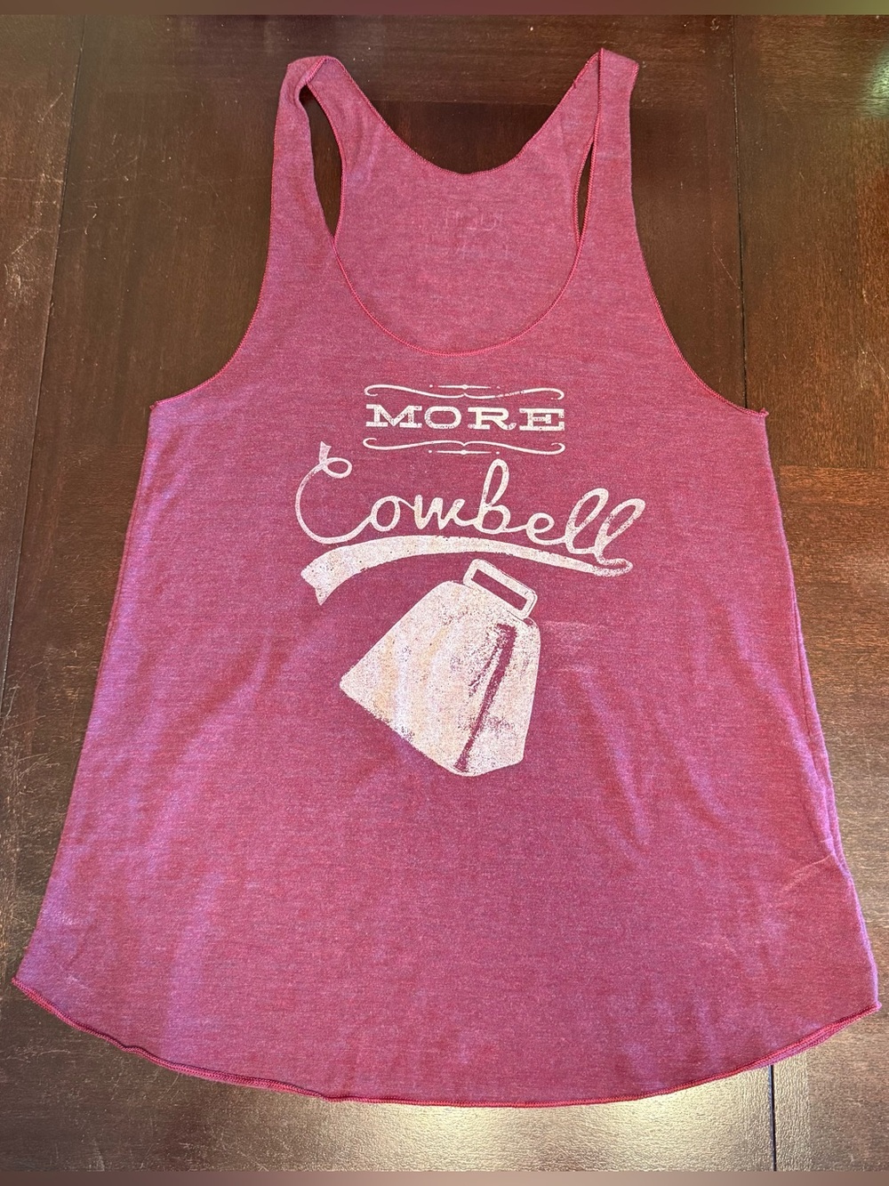 Judith March - 'More Cowbell' Graphic Racerback Tank in Maroon